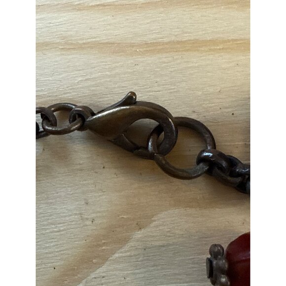 Copper Colored Beaded Charm Bracelet With Multicolor Beads Lobster Clasp Closure - Picture 5 of 5